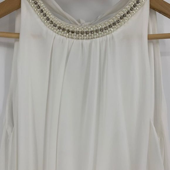 Soprano Swing Dress 9269 Small Chiffon White Beade - Picture 3 of 8